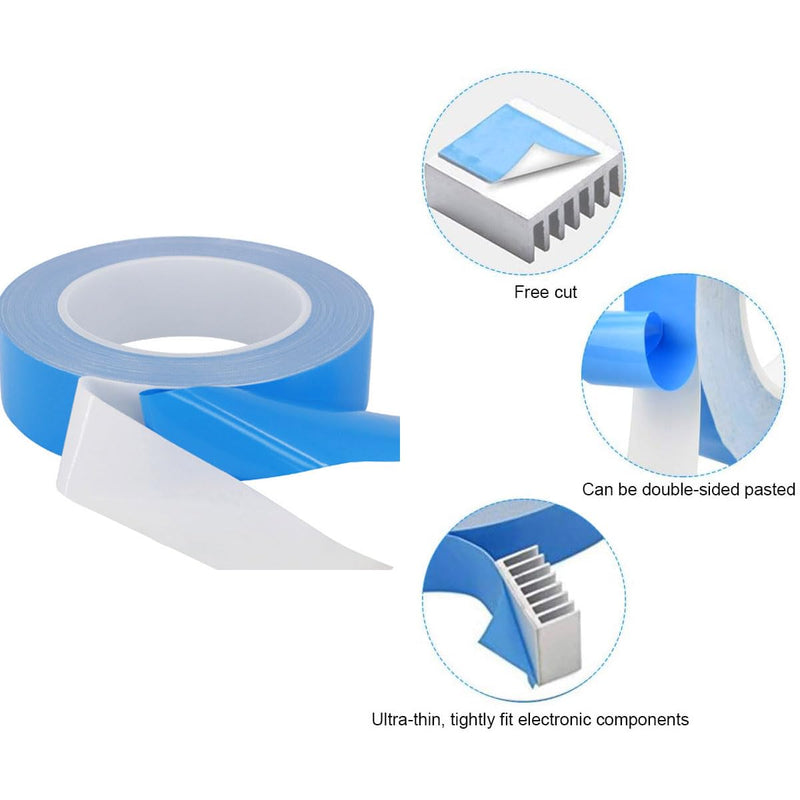 QEEROYO Thermal conductive adhesive tape, thermally conductive double-sided adhesive tape, thermal conductive adhesive tape, thermal adhesive tape, self-adhesive thermal conductive tape, 25m x 20mm