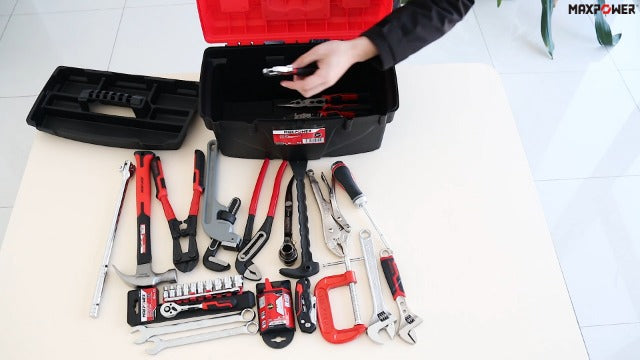 MAXPOWER 15" Tool Box with Removable Tray & Dual Lock, Tools Organizer 15"
