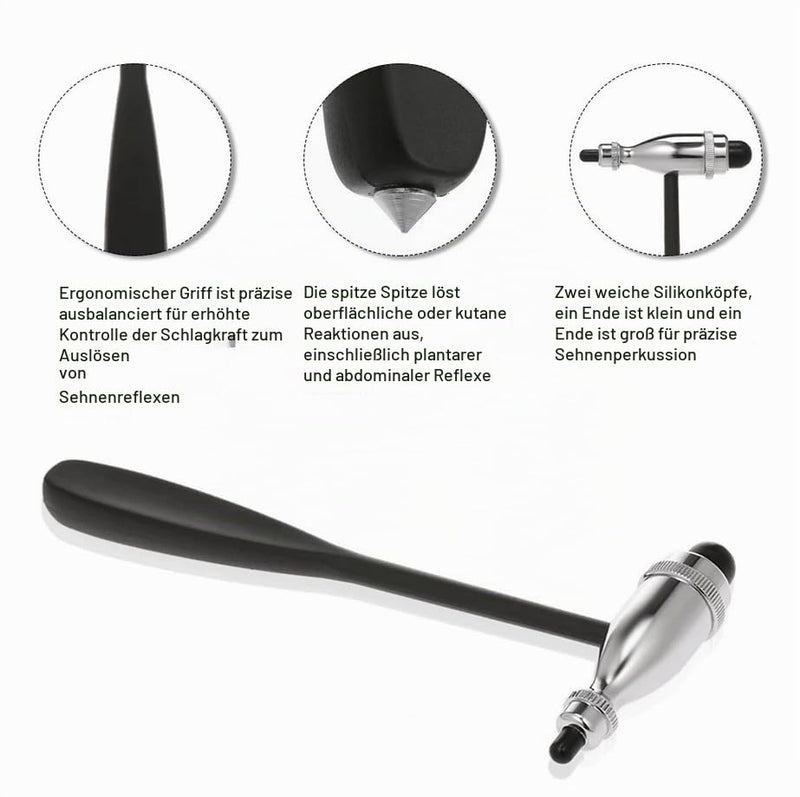 Neurological Reflex Hammer, Neuro Reflex Hammer with Double Plastic Head, Medical Neurological Hammer, Humanised Diagnostic Percussion, Muscle Reflex Hammer, Health Care