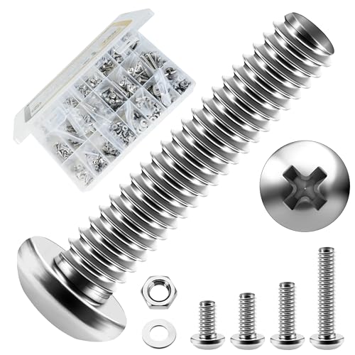 Mywish M8 x 30mm 20Pcs Flat Head Hex Socket Cap Screws Bolts & 740Pcs #4-40#6-32#8-32#10-24 Machine Screw Assortment Kit, 304 Stainless Steel Furniture Bolts Full Thread