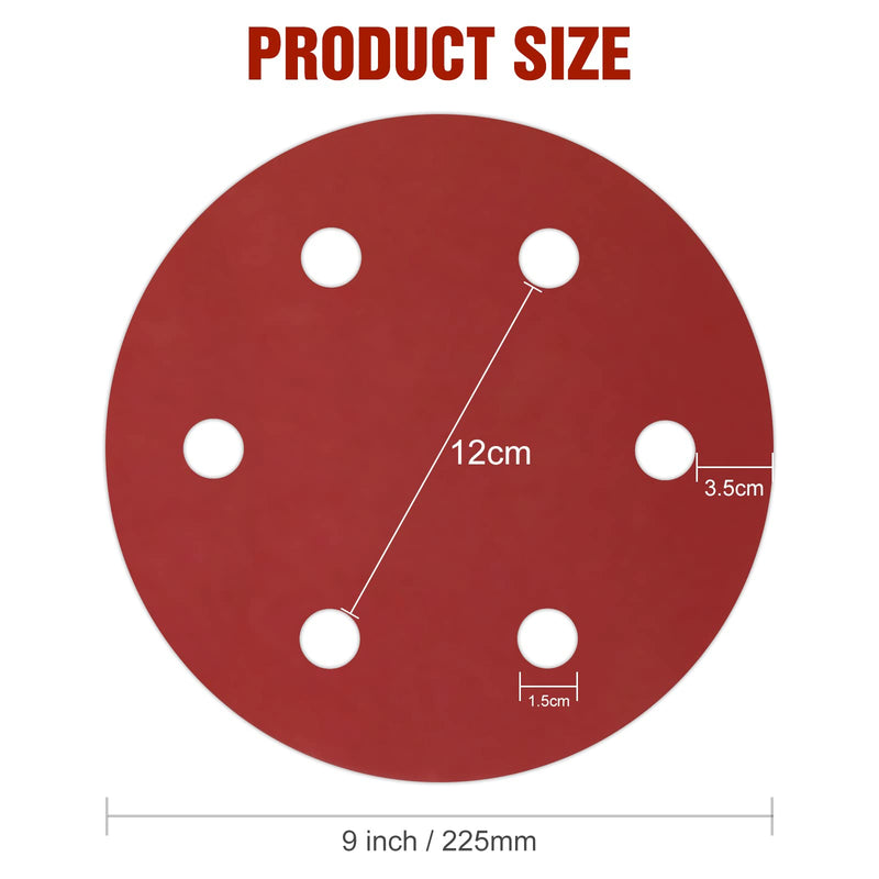 KONGMING Sandpaper 225 mm Velcro Pack of 25 6 Holes Grain P40 for Drywall Sander Sanding Giraffe Long Neck Sander 25.0