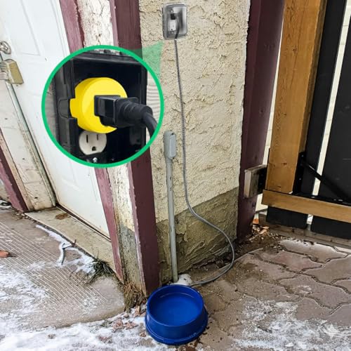 Yellow Thermostatically Controlled Outlet - On at 32°F/Off at 50 °F, Thermostat Plug Outlet, Auto Close, for Chicken Water Coop Heater Heated Water Bowl Bird Bath Deicer Roof Cable (2 Pcs) Yellow 2Pcs