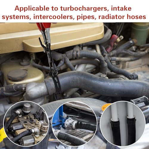 42Pcs 24-46mm Spring Hose Clamps With Swivel Flat Hose Clamp Plier Hose Removal Pliers Assortment kits -10 Large Sizes Fuel Line Clamps Made of Chrome Vanadium Steel
