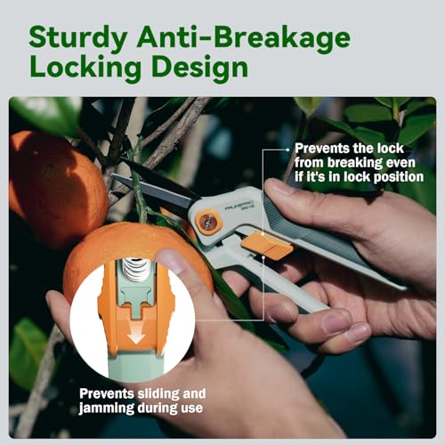 PrunePro Garden Scissors & Hand Loppers Sharp Stainless Steel Non-Stick Teflon Coating Blade for Branch Olanes Cutting