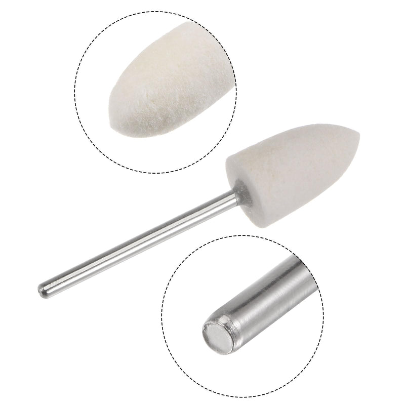 QUARKZMAN Pack of 20 Wool Felt Mounted Mandrel Points 10 mm Head 1/10 Inch Shank Conical Polishing Drill Burrs Felt Polishing Buffing Disc for Rotary Tool 10mm x 18mm