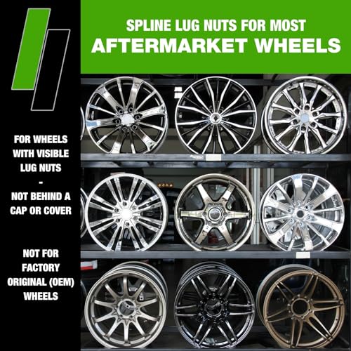 DPAccessories Lug Nuts Compatible with 2019-2026 Ram 1500 | Black Spline Style | for Aftermarket Aluminum Wheels Only | Set of 24 Wheel Nuts & 1 Tool | DRAM1505A-BK/1 2019-2026 Aftermarket Wheels