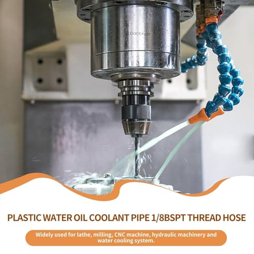 10pcs Flexible Coolant Hose 1/8 BSPT Thread Flexible Plastic Coolant Hose Plastic Water Oil Cooling Pipe for Lathe Milling CNC Machines