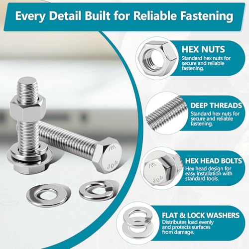 324PCS Hex Nuts and Bolts Assortment Kit, 1/4-20, 5/16-18, 3/8-16 SAE