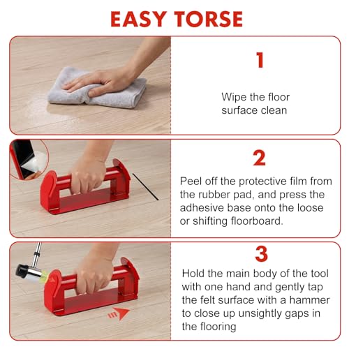 Heavy-Duty Iron Suction Cup Floor Gap Repair Tool Kit — Features a Silent Design and Includes One Rubber Mallet and Two Reusable Adhesive Pads. CompatibleWith a Wide Range of Flooring Materials