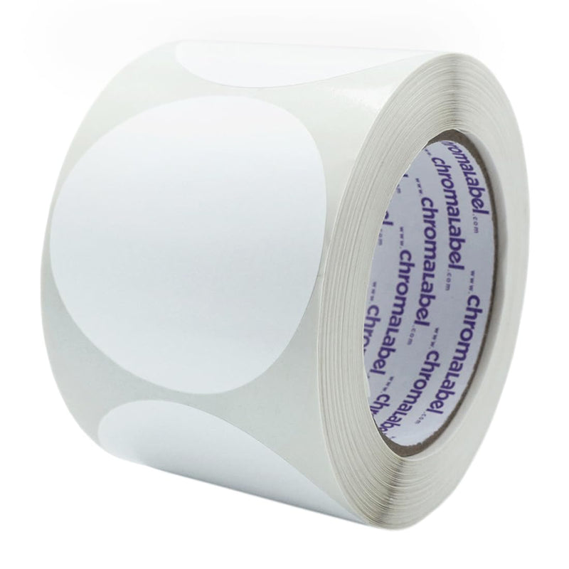 ChromaLabel 3 Inch Round Label Removable Color Code Dot Stickers, High Visibility for Warehouse Inventory, 500 Labels per Roll, White
