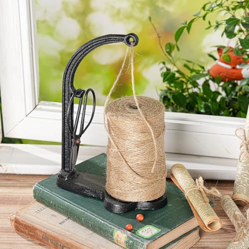 Sungmor Cast Iron Twine Holder Set - Twine String & Rope Rack & Scissor Black Rack Set