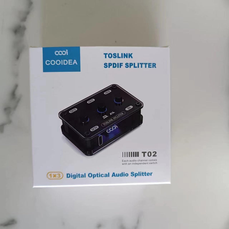 Digital Optical Audio Splitter 1 in 3 Out SPDIF Toslink Optical Splitter with Independent Channel Switch, Support Up to 192k/24Bit Compatible with LPCM2.0/DTS/Dolby-AC3 5.1 Channels