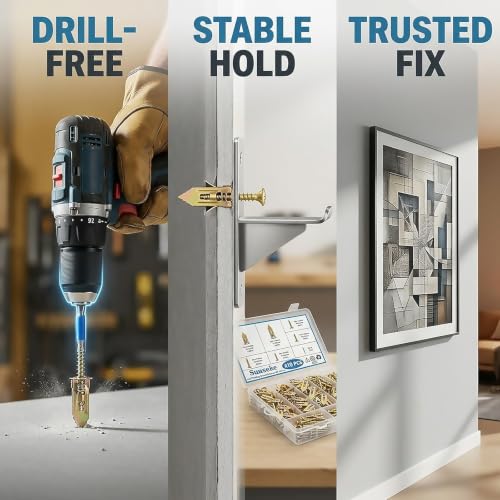 410PCS Self Drilling Drywall Anchors and Screws Kit, Heavy Duty Wall Anchors for Drywall, Zinc Plated Self Drilling Anchor Screws, No Drill Needed for Picture Hanging & Furniture Fixing 410PCS-KIT
