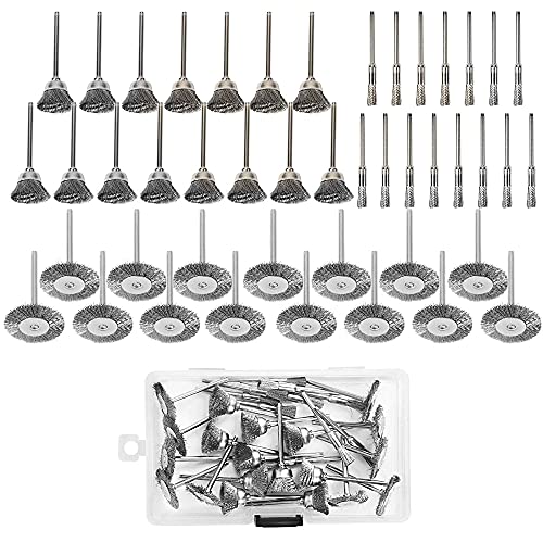 45 Stainless Steel Wire Brush Set T Brushes for Drill | 45 T shaped stainless steel wire brushes plus tweezers for drill, polishing, grinding and cleaning.