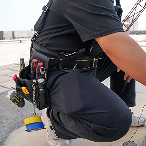 MELOTOUGH Work Belt Suspender Tool Belt Suspenders Bag Suspenders for Men Heavy Duty with Gel Shoulder Pad + Padded Tool Belt with D ring for men Adjustable for 32"-50"