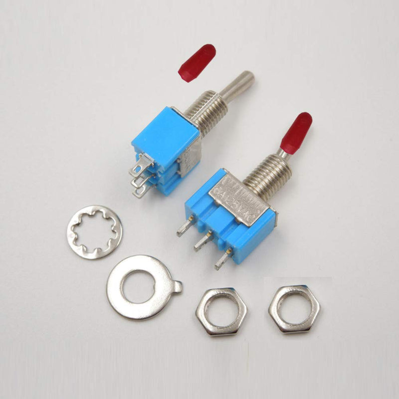 VONVOFF Toggle Switch,ON/Off SPST with Pre-soldered Wires,3v/5v/12v/24v/72v/110v/220v/240v/ Mini Toggle Switches for car,Truck, Light,Test Machine,Industrial Equipment.3 Pins 2 Positions (10pcs+Wire) blue