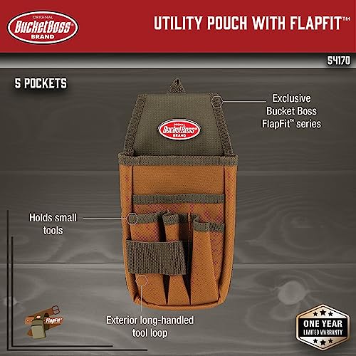 Bucket Boss Utility Pouch (54170) & Klein Tools Electrician Belt (5225) for 48" Waist