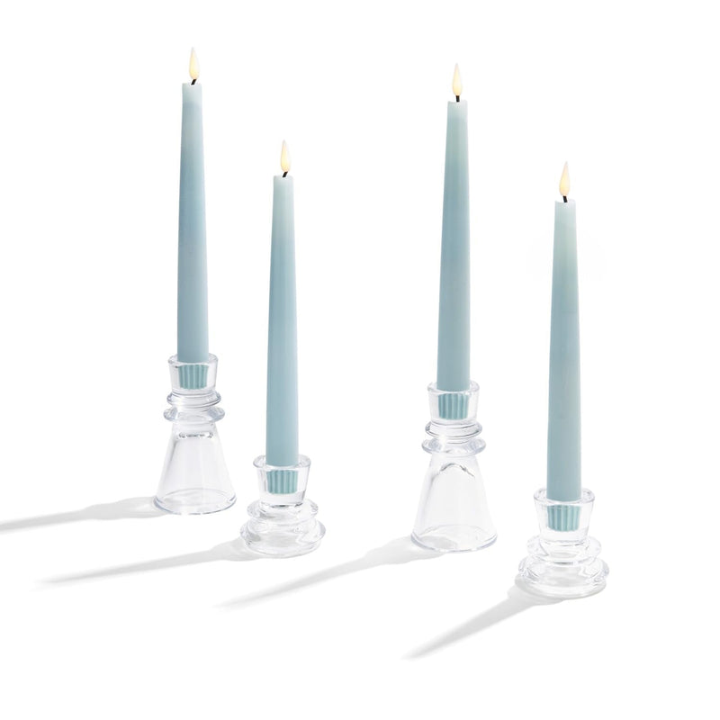LampLust Flameless Taper Candles with Remote, 9 Inch, 4 Pack Pastel Blue Candlesticks, LED Candles Flickering Flameless Candles for Baby Shower Gender Reveal Decorations, Spring Home & Wedding Décor Pastel Blue - 4 Pack