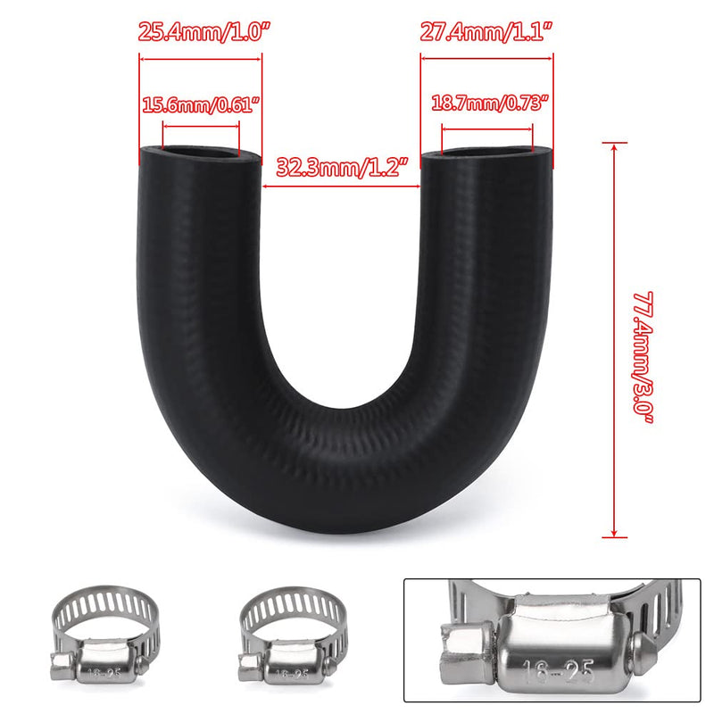 Heater Core Crossover Coolant Hose 5/8" End and 3/4" End with 2PCS Clamps for LS for LT