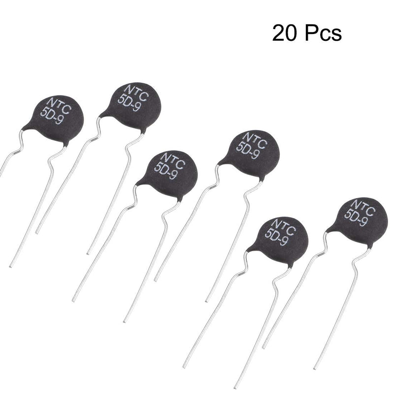 sourcing map Pack of 20 NTC Thermistor Resistors Inrush Current Limiter 5D-9 3A 5 Ohm