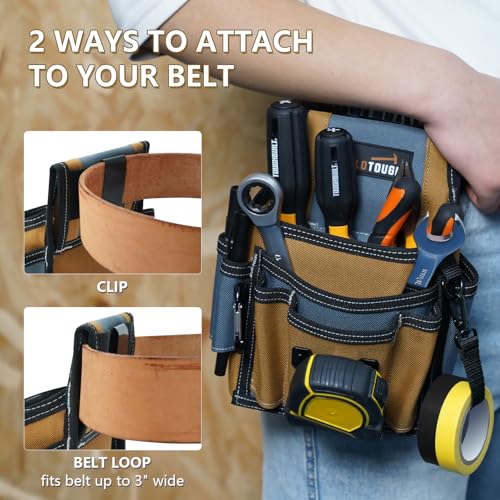 MELOTOUGH Small Tool Pouch for Belt,Electrician Tool Pouch,Mini Kneeling Pad with Carabiner Clip, Portable 1 Inch Thick NBR Foam Kneeling Pads for Work Construction, Mechanics, Plumbers, Electricians