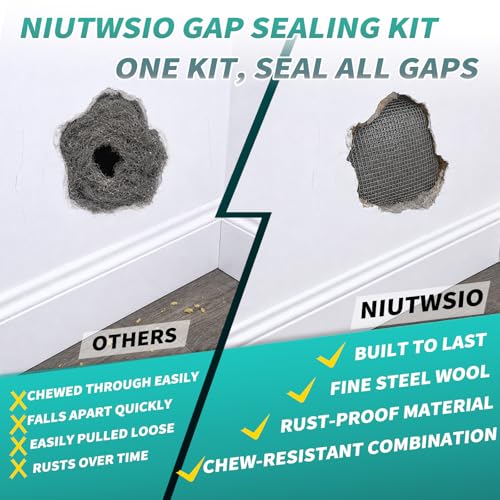 Steel Wool Gap Filler Kit – 0000# Fine Steel Wool for Household Sealing 4-Rolls Kit
