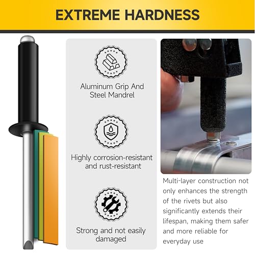 Mywish 100Pcs 1/4-20 Nut, T Nuts 4-Jaw Tee Nuts for Bolts and Stem Caster Wheels & (250Pcs) 5/32" x 3/4" Black Blind Pop Rivets Aluminum Grip and Steel Mandrel Blind Rivets