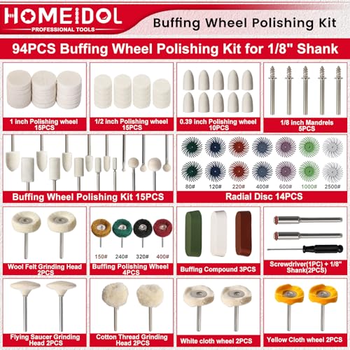 94Pcs Polishing Kit for Dremel Polishing Bits with Polishing Compound