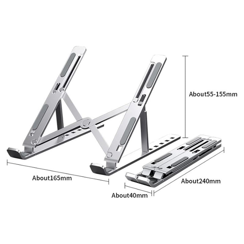 Laptop Stand, Computer Tablet Stand Laptop Holder Riser Ergonomic Aluminum Adjustable 6 Angle Foldable Portable Desktop Holder Compatible with MacBook,iPad, HP, Dell, Lenovo 10-15.6”- Silver