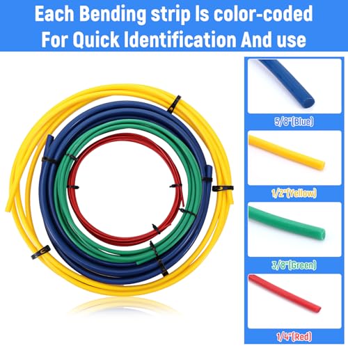 4 Pcs 4M Conditioning Copper Tubing Pipe Extension Kit, 1/4" 1/2" 3/8" 5/8" Built-in Copper Tube Bending Strip Air Conditioning Pipe Bender Kit for Air Conditioning Systems