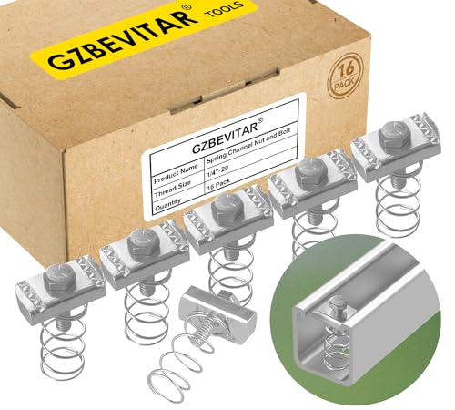 1/4"-20 Spring Channel Nut and Bolt Bundle with 1/4"-20 Strut Channel Squeeze Nuts