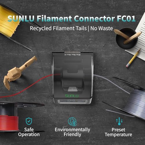 Filament Joiner SUNLU Filament Connector with 200PCS PTFE Sleeve for 3D Printer Filament 1.75mm, 240°C Fast Heating Filament Splicer Compatible with PLA PETG TPU ABS PA Nylon
