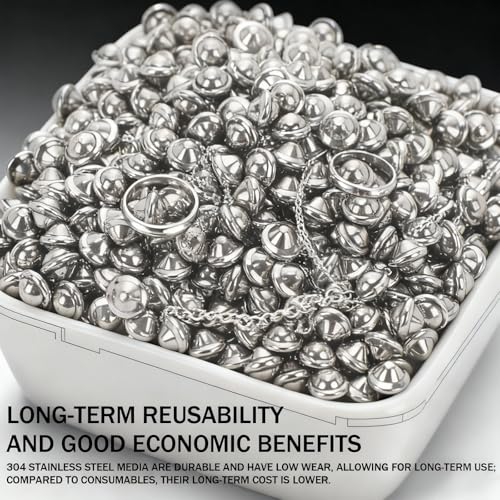 2 Lb 1/8" 304 Stainless Steel Tumbling Media Ballcone Shot Jewelry Tumbler Finishing, Anti-Rust, Jewelry Making, Polishing, Metal Finishing in Rotary and Vibratory Tumblers