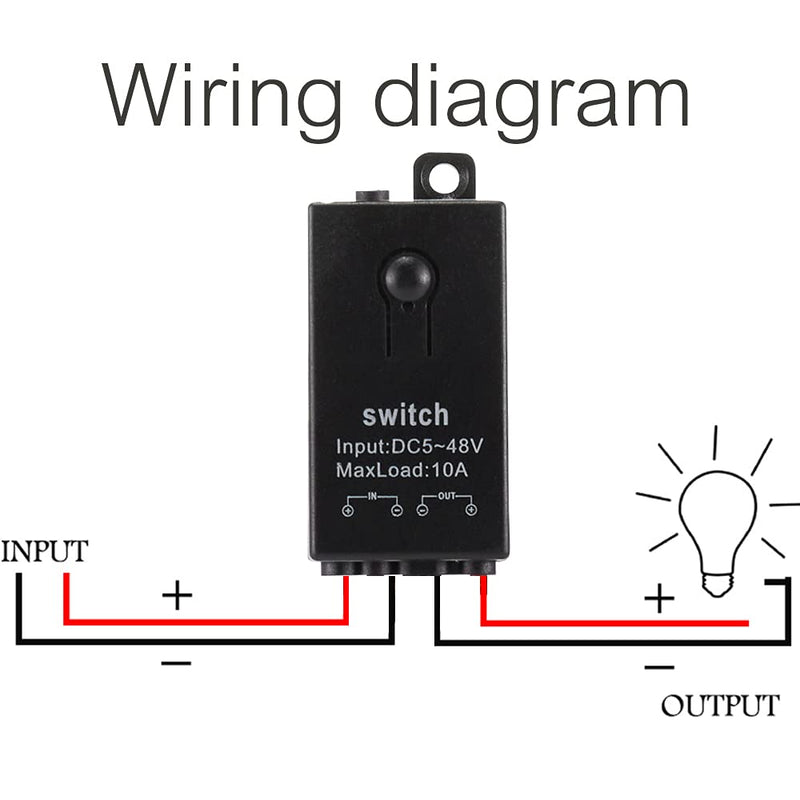 12 V Radio Switch, Wireless Light Switch, DC 5 V/12 V/24 V/48/10 A Mini Relay, Wireless Light Switch, Remote Control, 328 ft Long Distance, for Ceiling Lights, Lamps 5V-48V/10A mini Relais-328FT