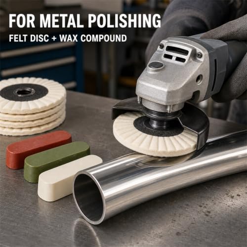 16-Pc Wool Felt Polishing Wheel Set for Angle Grinder, 4-1/2 in