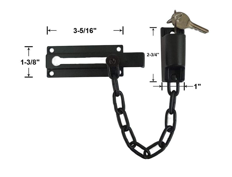QCAA Keyed Chain Door Lock, Die Cast Construction, Oil Rubbed Bronze-Coated, 2 Pack, Made in Taiwan