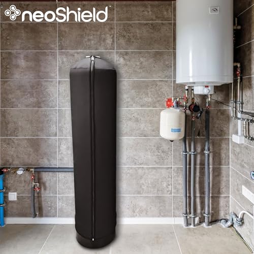 NeoShield Neoprene Tank Jacket for Water Softener & Filter Tanks, Zippered Cover for Condensation Control, UV & Weather Protection, Black by Neo-Pure (10''D x 54''H) 10''D x 54''H