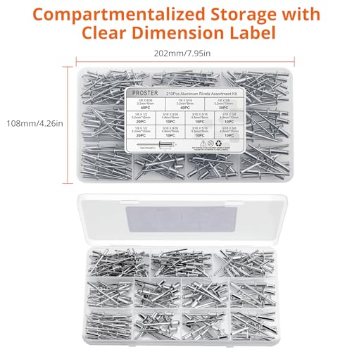 Proster 600Pcs Black +210PCS Silver Aluminum Blind Rivets