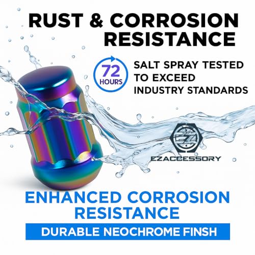 20 Neo Chrome Spline Drive Small Diameter Acorn 12x1.5 Neo Chrome Lug Nut Kit with Key 20