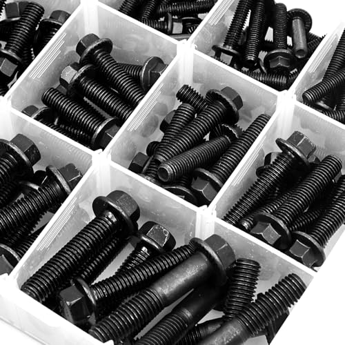 Flanged Bolts and Nuts Kit, Black Alloy Steel Grade 10.9, 245 Pieces, M6 M8 M10, Hex Flange Head, Black Oxide Finish 245PCS M6 M8 M10 Bolts and Nuts Kit