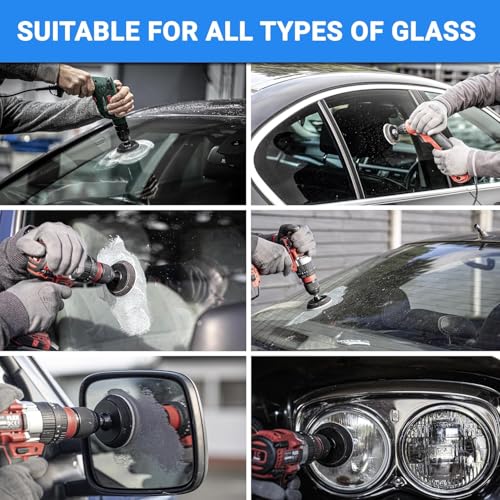 GLASS POLISH PRO Glass Polishing Bundle: Set of 1.76oz Fine-Grade Cerium Oxide Powder, 5" Backing Pad with 5/8"-11 Thread, and Felt Polishing Pads for Superior Glass Restorati