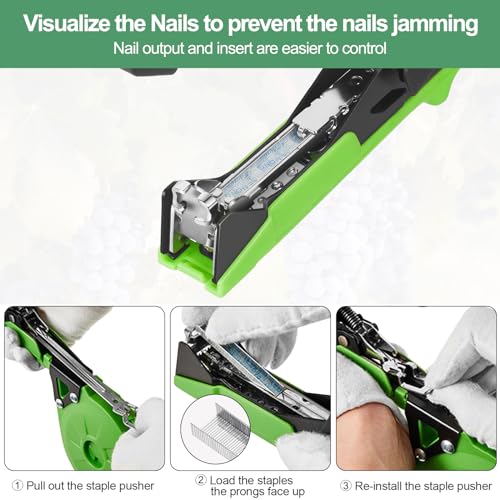 Upgraded Plant Tying Machine Gun to Tie Up Vine Tomatoes and Grapes Quickly Garden Tape Tool for Gardeners Farmers with SK5 Blade Replacement Garden Tapes and Staples Green