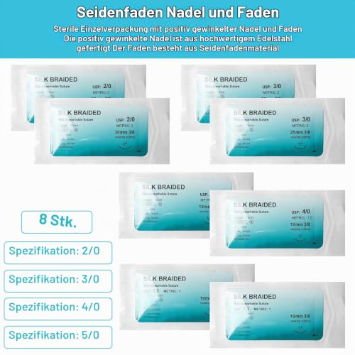 GAOUTO 32 Pieces Suture Material with Exercise Needles, Refill Pack for Surgical Suture Set, Needle and Thread Set, Wound Suture Kit Addition, Ideal Suture Exercise Thread for Students