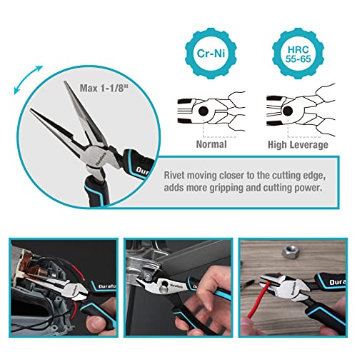 DURATECH 5-Piece Pliers Set, Cr-Ni Pliers Tool with Storage Rolling Pouch