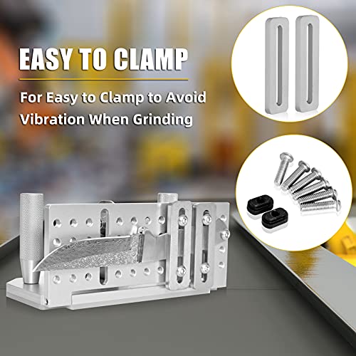 Belt Grinder Knife Jig, 7-3/4’’ Long Sharpening Locator Adjustable Angle -5°~ 25°, Belt Knife Sharpener Jig with Dual Press Plates, Knife Making Angle Grind Guide for Belt Sander Machine Regular 7-3/4" Long