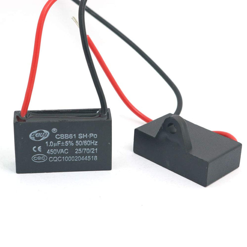 DollaTek 2Pcs CBB61 1uF 450V AC 50/60Hz Air Conditioner Fan Motor Running Capacitor 1uF