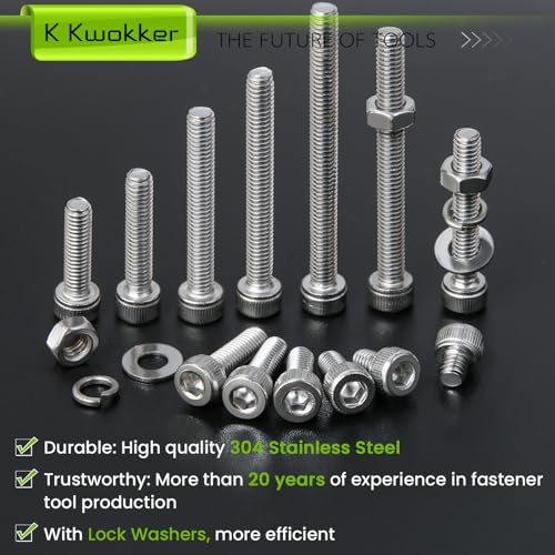 1040PCS M4 Nuts and Bolts Assortment Kit 4mm-45mm, 304 Stainless Steel M4 Screw Assortment, Hex Socket Head Cap Machine Screws Bolts and Nuts Kit Silver 4/6/8/10/12/14/16/20/25/30/35/40/45mm B.M4