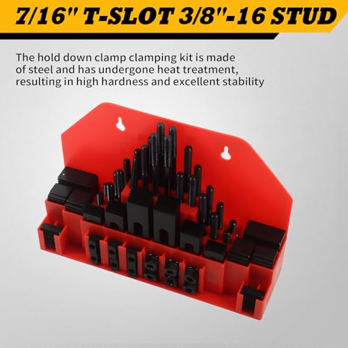 58 Pcs 7/16" T-Slot 3/8"-16 Stud Hold Down Clamp Clamping Kit