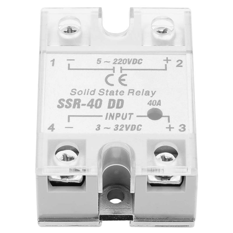 SSR-40DD Solid State Relay DC to DC (Input 3-32V DC Output 5-220V DC), SSR Solid State Relay SSR-40 DD, 40A 50-60Hz