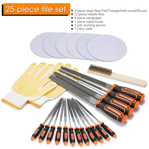 REXBETI 25Pcs Metal File Set, Tool Sharpening, Woodworking, Finishing File